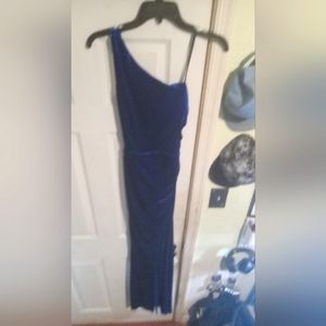 Long Blue Velvet Dress